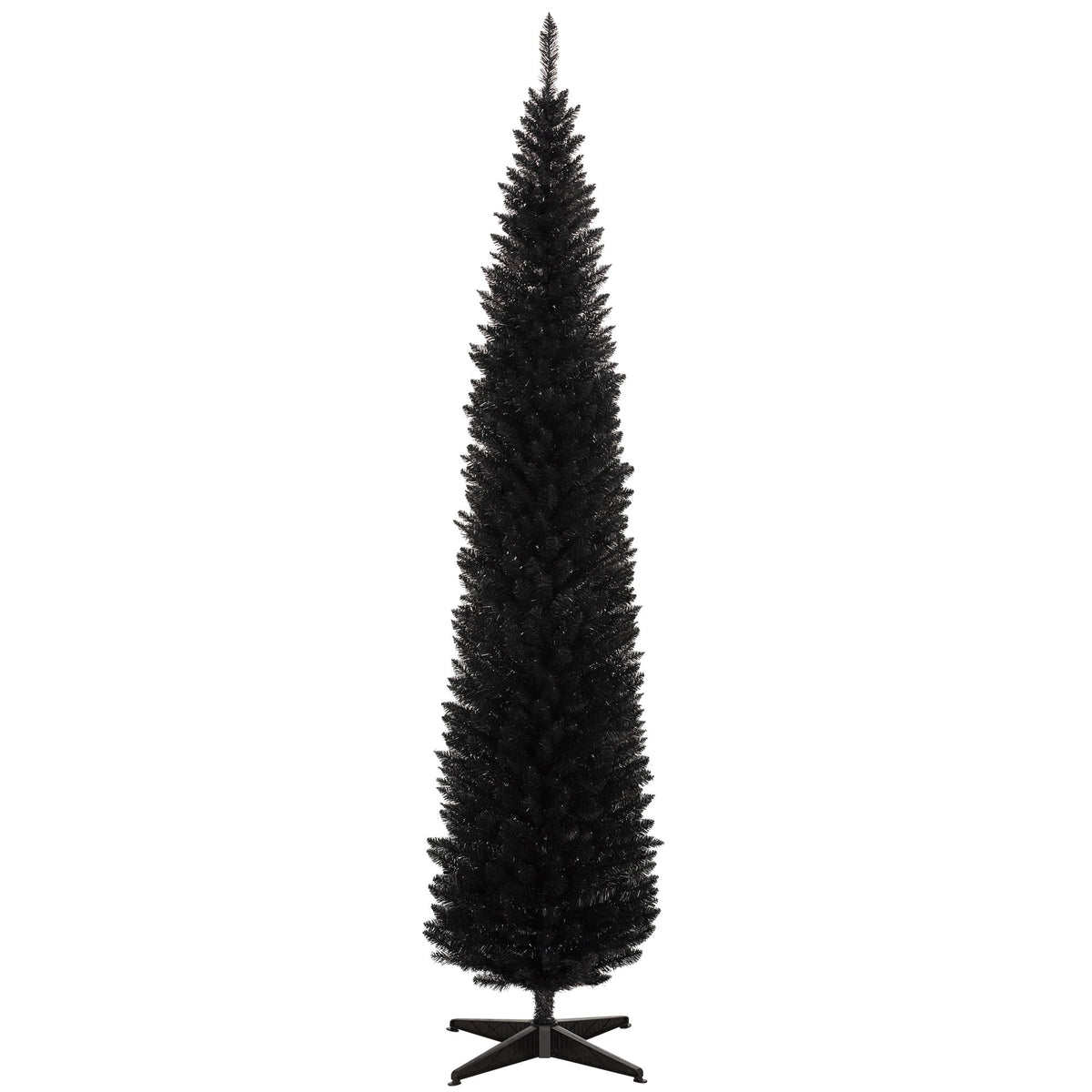 HOMCOM 8' Artificial Christmas Tree Holiday Home Décor, 618 Tips, Black