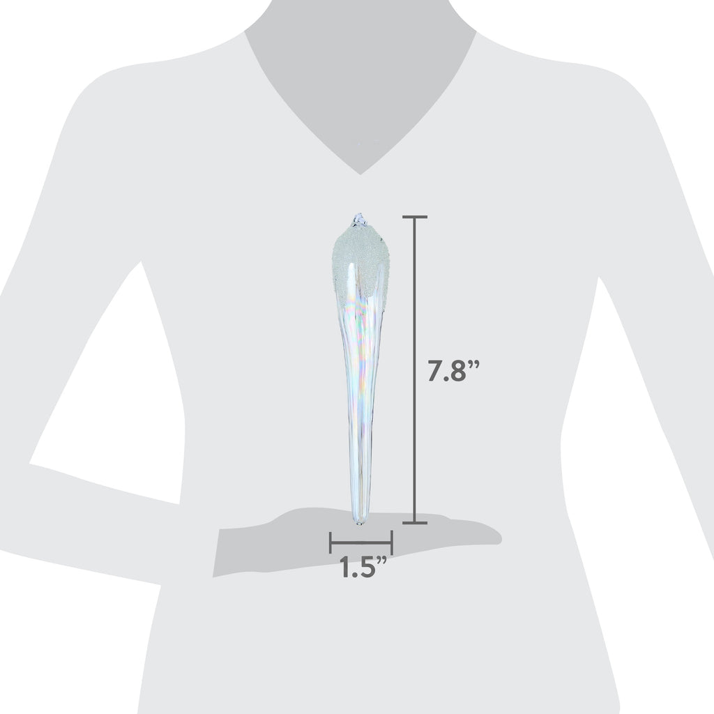 4-Count Iridescent Frosted Icicle Glass Christmas Ornaments, 7.8", by Holiday Time