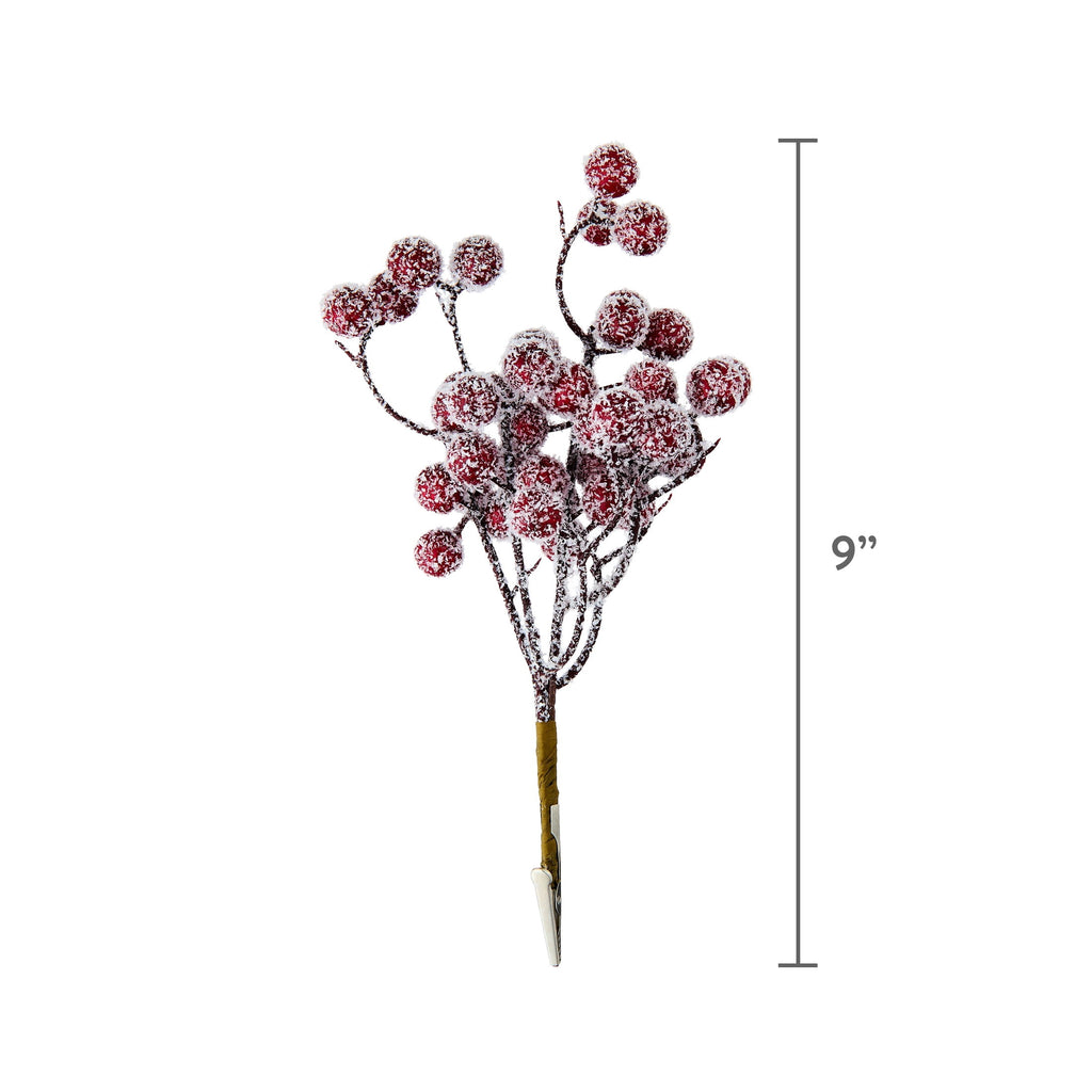 Red Velvet-Feel Frosted Berry Christmas Clip Ornament, 9", by Holiday Time