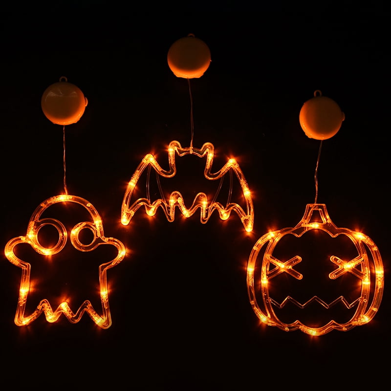 Halloween Window Lights Home Indoor LED Pumpkin Spider Ghost LED Sucker Lamp 2024 Halloween Party Hanging Decoration Kids Favors