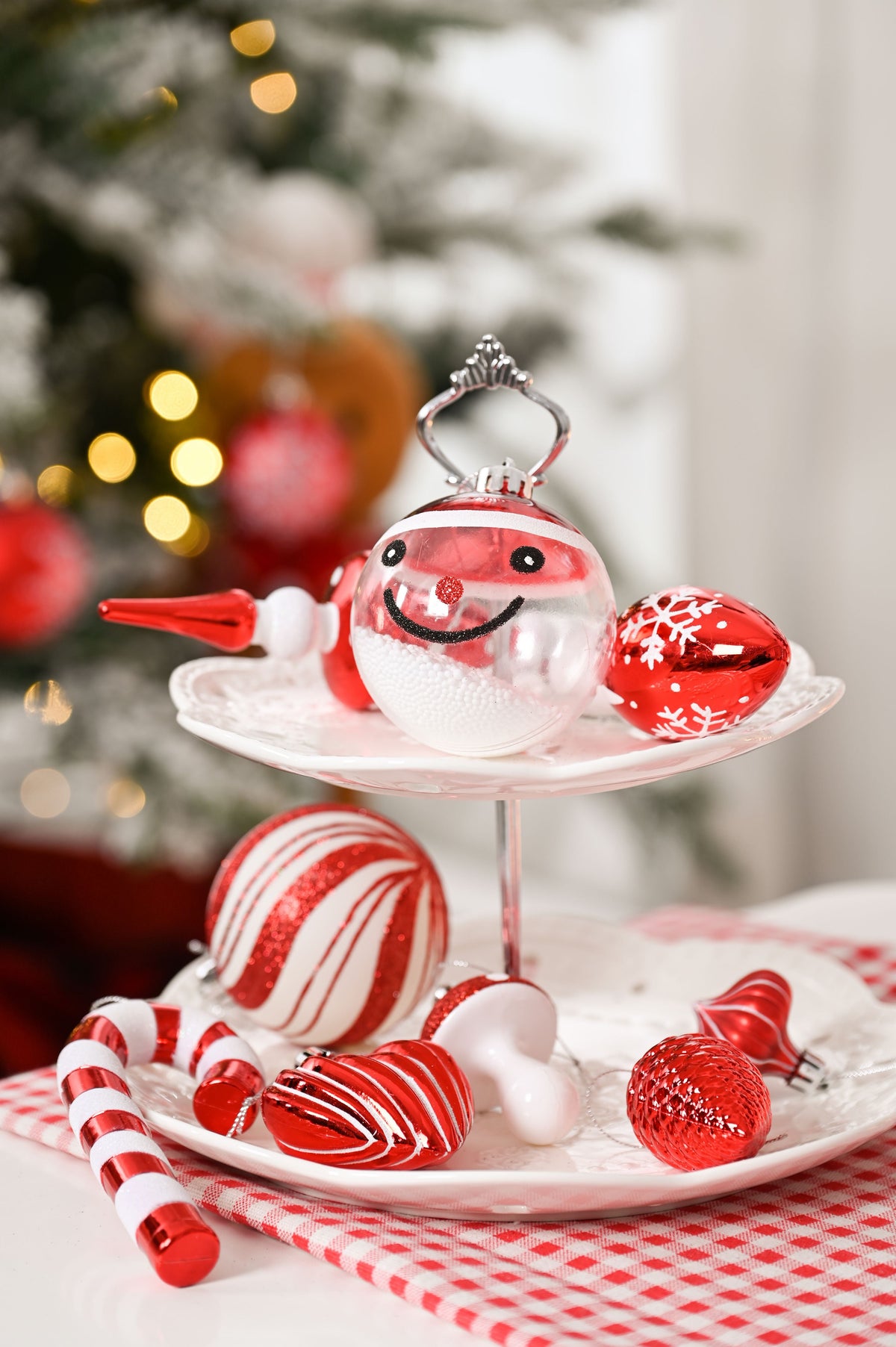 Valery Madelyn 24ct 2.36" Christmas Ball Ornaments, Red White Shatterproof Ornaments for Christmas Party Decor