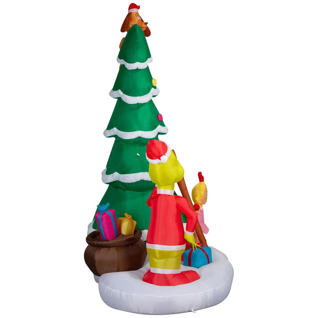 Airblown Inflatable Light-Up Dr. Seuss Grinch with Cindy Lou and Max on Christmas Tree Christmas Decoration