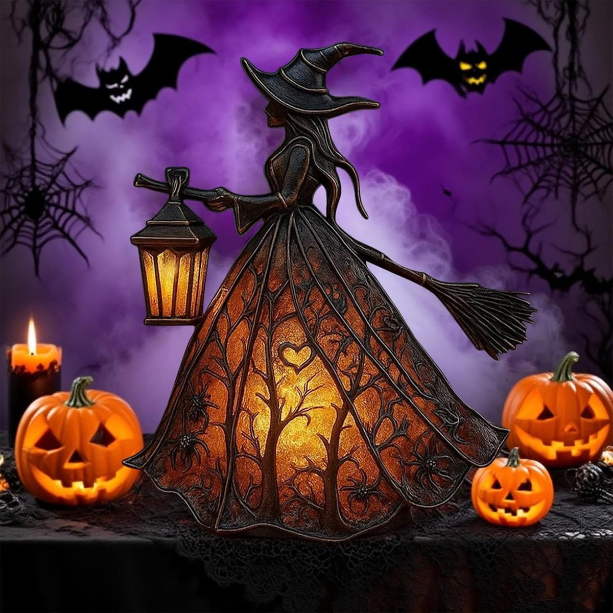 Halloween Witch Hat Lamp,Spooky Decorative Table Lamps,Indoor Holiday Party Atmosphere Lighting for Home,Porch,Tabletop Decor