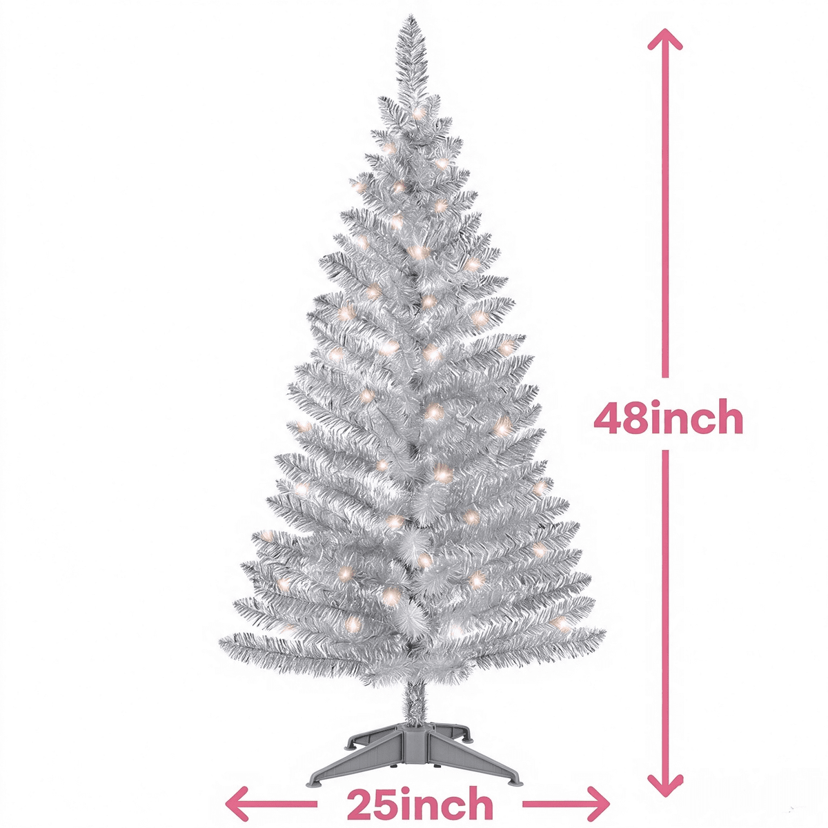 Cowin 4ft Artificial Christmas Tree,Pre-lit Tinsel Pine Spruce Tree, Small Xmas Tree for Home, Office and Party,White