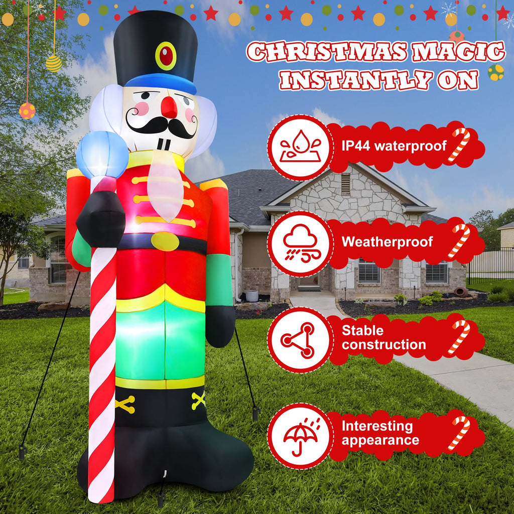 Yexmas 8FT Christmas Inflatable Nutcracker Soldier Blow Up Yard Decor with LED Light for Outdoor Christmas Party ,Garden and Lawn