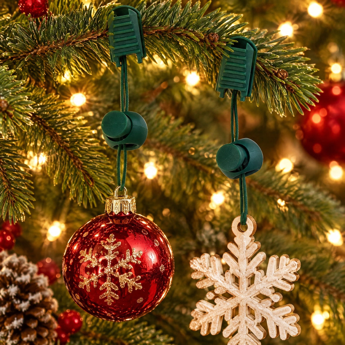 Green Cinching Christmas Ornament Hooks, 3.5", 24 Count, by Holiday Time