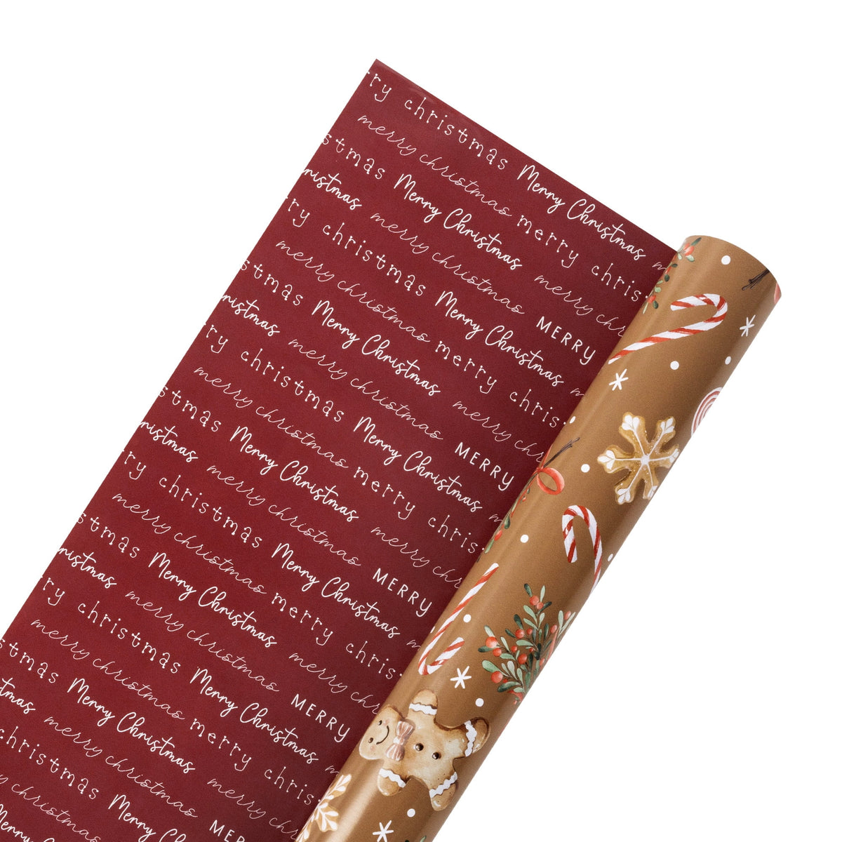 LaRibbons Christmas Wrapping Paper, 30" x 10' Holiday Reversible Gift Wrap Kit, Gingerbread Season
