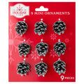 9-Count Silver Glitter Pinecone Mini Christmas Ornaments, 1", by Holiday Time