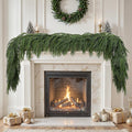 Lolsea 9FT Real Touch PE Christmas Garland, Artificial Norfolk Pine Garland for Mantel, Stair Railing, Christmas Tree, Xmas Decoration for Indoor & Outdoor, Green