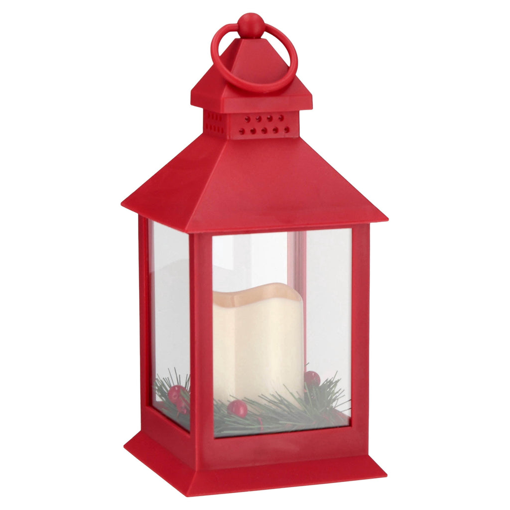 LED Pillar Candle Lantern Christmas Decoration, Red, 9", by Holiday Time
