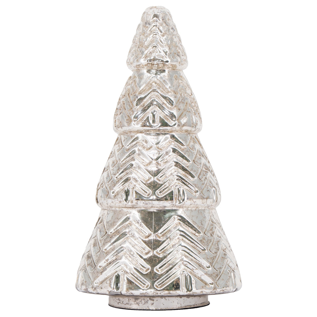 My Texas House Glass Tree Christmas Decoration, Silver, 9"