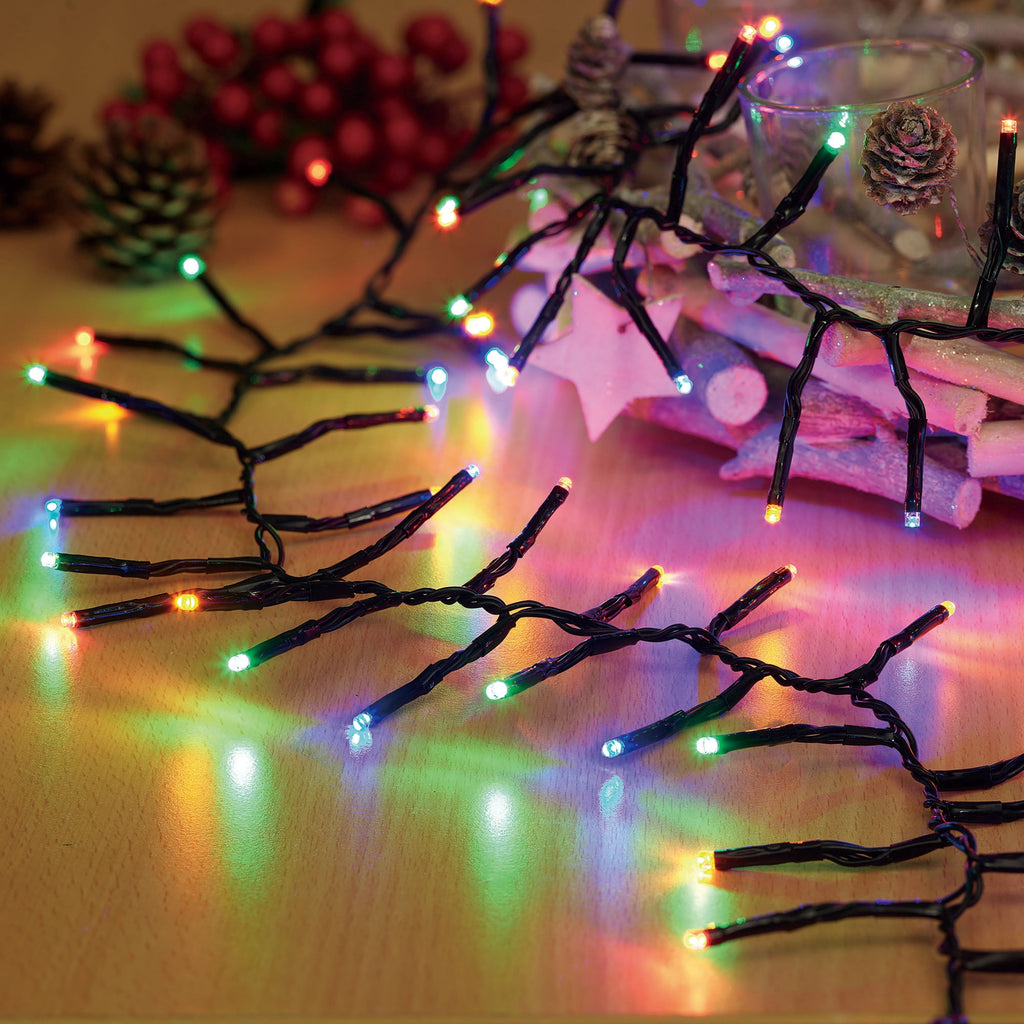 Indoor/Outdoor 200-Count LED 8-Function Micro Christmas Garland Lights, Warm White, Black Wire, 9', by Holiday Time