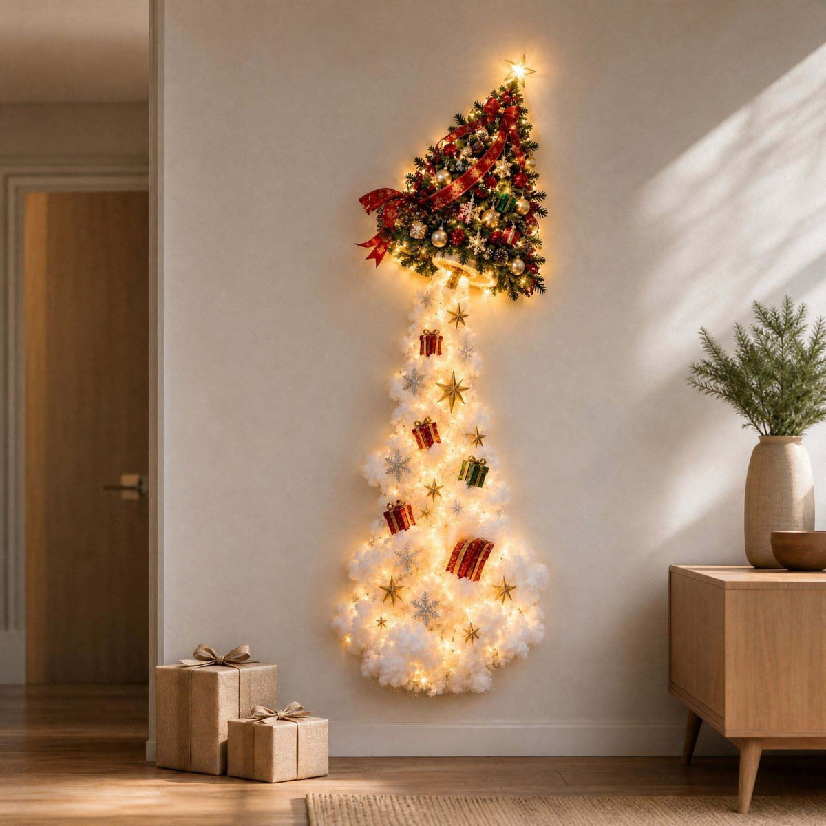 Snowman Magic Fountain, Flowing Snowflake LED Christmas Garden Light,Solar Power and Outdoor Garden Stake for Christmas Yard Decor