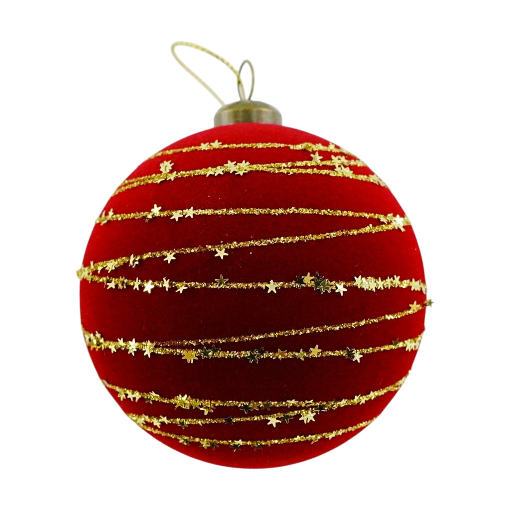 8-Count Red and Gold Glitter Velvet-Feel Shatterproof Christmas Ornaments, 4", by Holiday Time