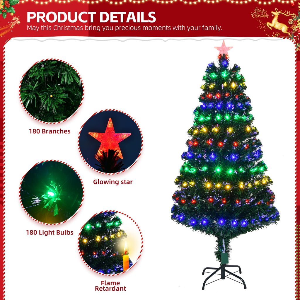 Ktaxon Black Christmas Tree 6ft Artificial Xmas Tree with 250 LEDs,Indoor Holidays Decoration,8 Modes