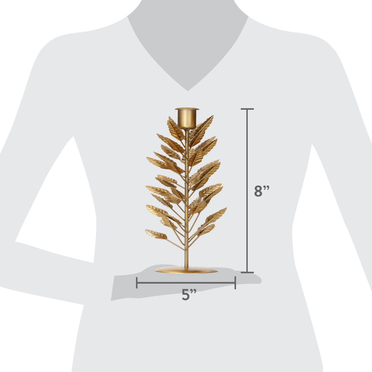 Medium Gold Leaf Metal Christmas Taper Candle Holder, 8", by Holiday Time