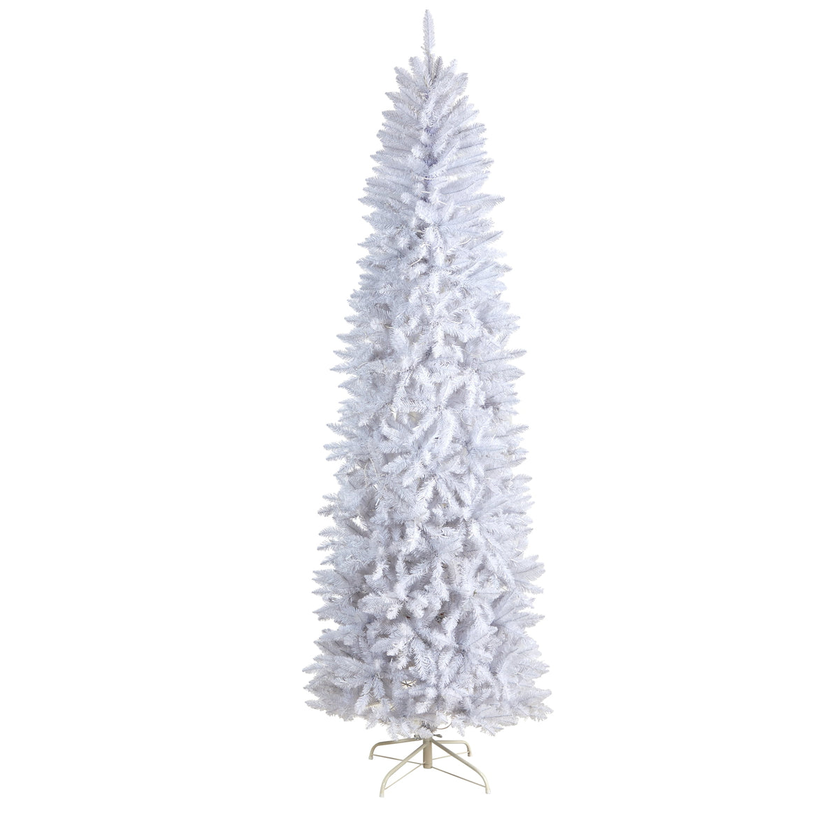 Nearly Natural 3' White Slim Artificial Christmas Tree Prelit 50 Warm White LED Lights