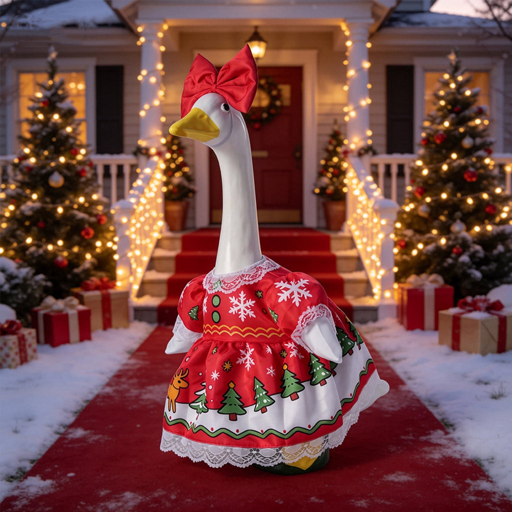 Lzobxe Porch Goose Clothes, Casual Style Lawn Yard Garden Decor for 23" High Cement or Plastic Geese, Goose Costume for All Season and Occasiona