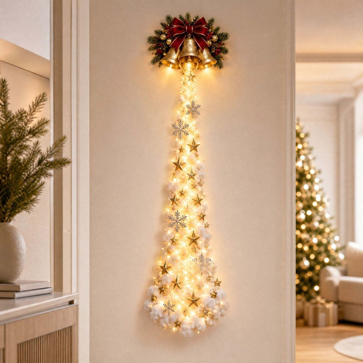 Snowman Magic Fountain, Flowing Snowflake LED Christmas Garden Light,Solar Power and Outdoor Garden Stake for Christmas Yard Decor