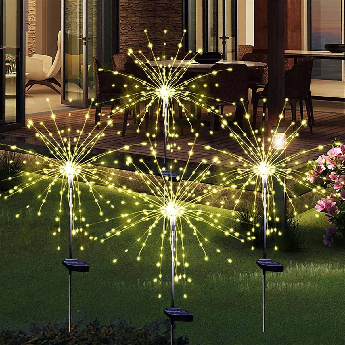 AuroraX Outdoor Decorations Party Christmas Lights , Shape-Shifting Solar Waterproof Lights with Ground Spikes , Porch Yard Outdoor Home Decor