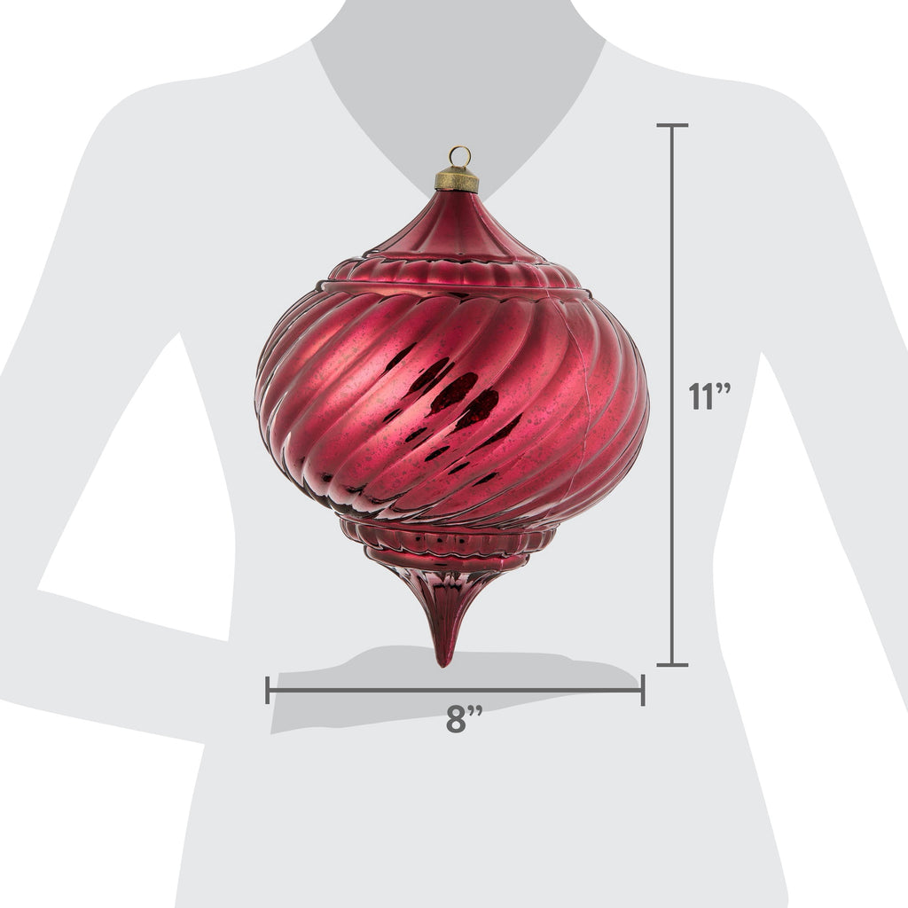 My Texas House 2-Count Burgundy Finial Shatterproof Christmas Ornaments, 11"