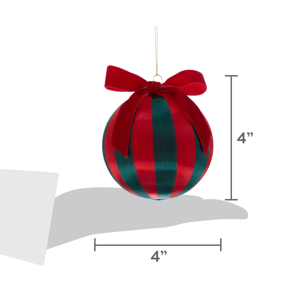 Red and Green Stripe Ball Christmas Ornament, 4", by Holiday Time