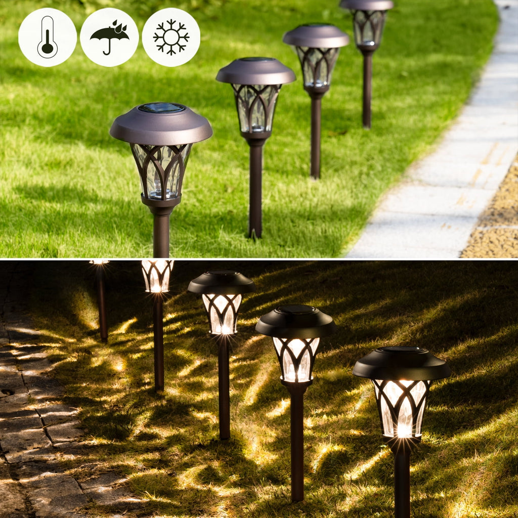 GIGALUMI Solar Pathway Lights, 6-Pack Metal Automatic Yard Lights for Garden, Patio, Walkway