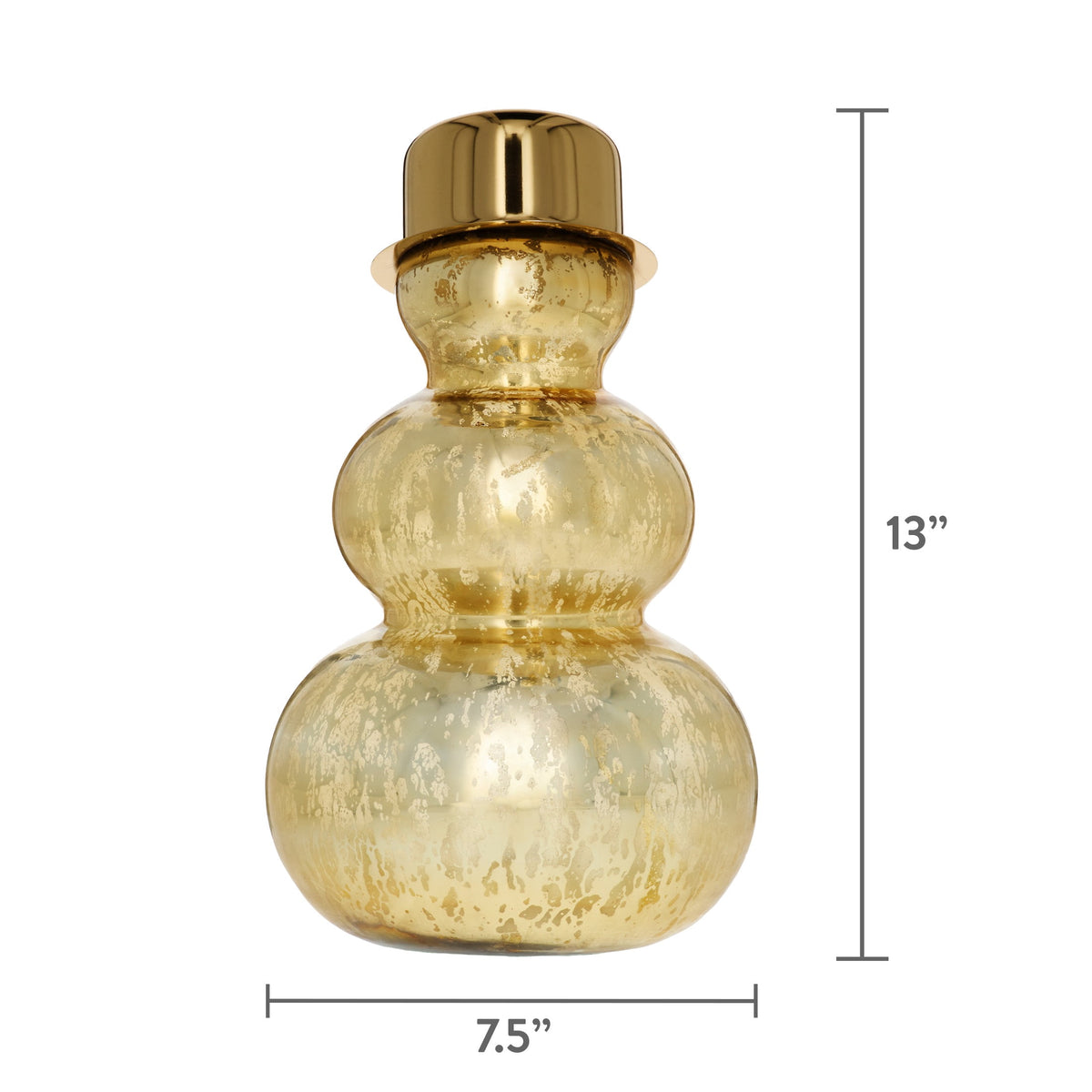 Glass Snowman with Metal Hat Christmas Decoration, Gold, 13", by Holiday Time