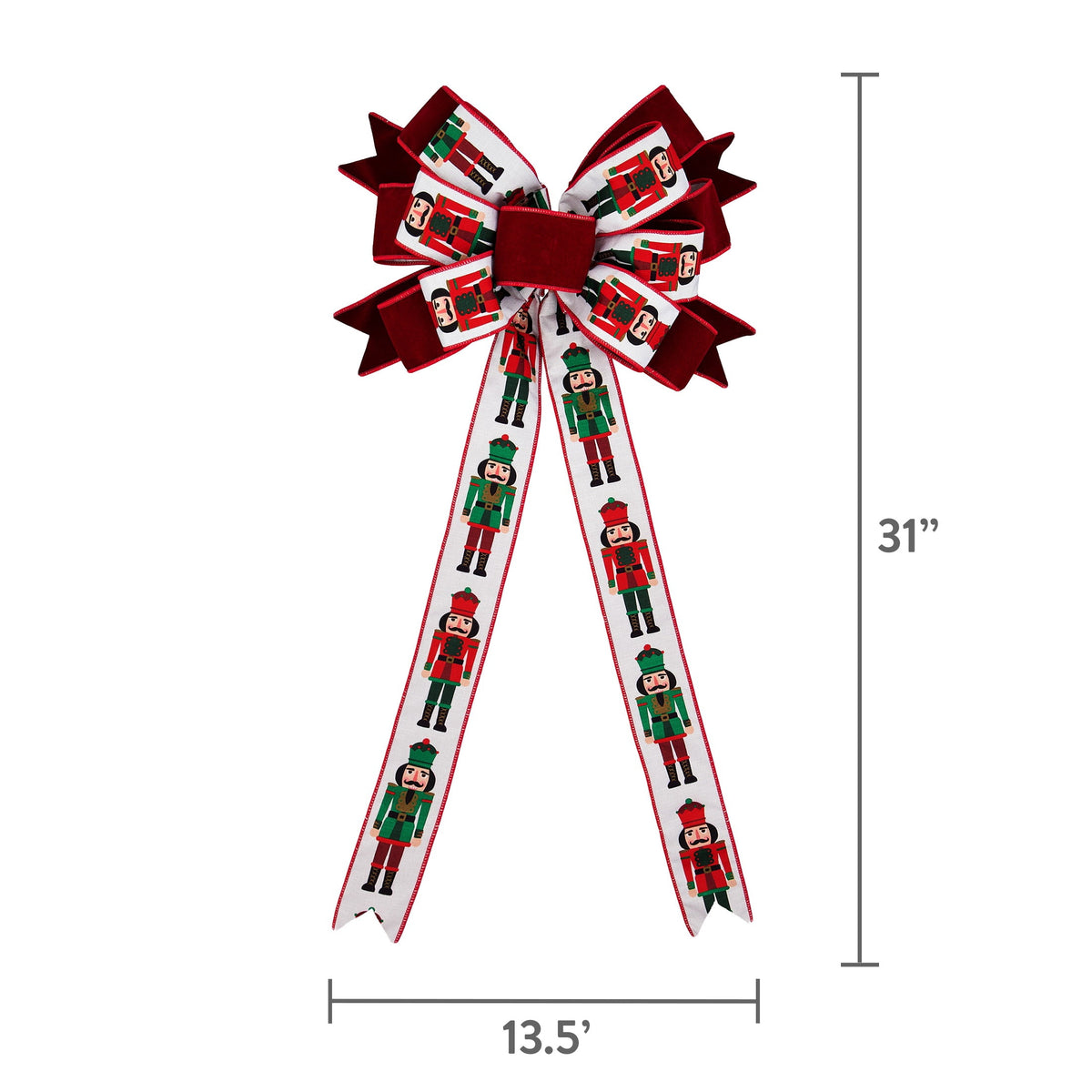 Multicolor Nutcracker Decorative Christmas Bow, 31", by Holiday Time
