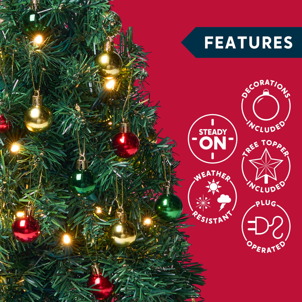 Joyfy 24in Prelit Tabletop Christmas Tree with Decoration Kit (Gold, Battery Operated)