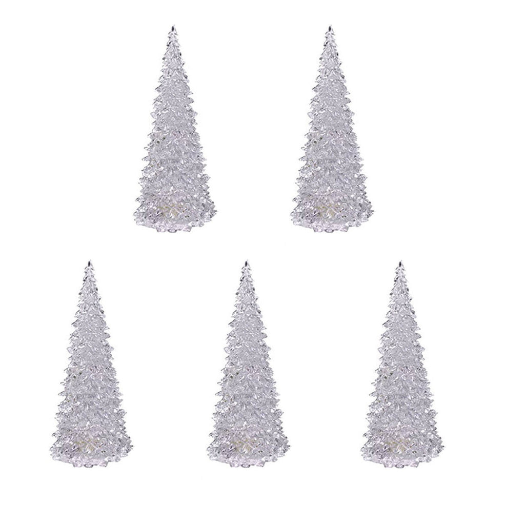 Bouanq 2/3/5PCS LED Christmas Tree Lights, Mini Acrylic Light Up Christmas Tree Lights, Color Changing Xmas Table Decorations Indoor, Holiday for Bedroom Table