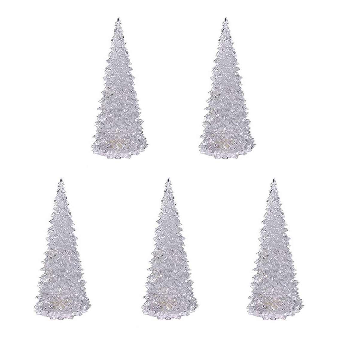 Bouanq 2/3/5PCS LED Christmas Tree Lights, Mini Acrylic Light Up Christmas Tree Lights, Color Changing Xmas Table Decorations Indoor, Holiday for Bedroom Table
