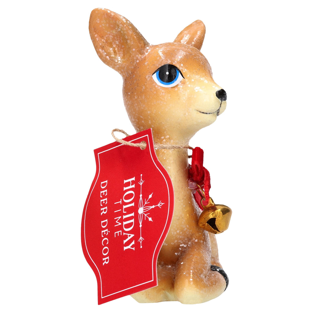 Sitting Deer with Bells Christmas Decoration, Multicolor, 4.3", by Holiday Time