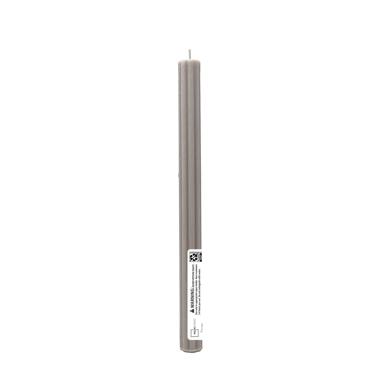 Mainstays Paraffin Wax 10 in Ribbed Taper Candle, Unscented, Red