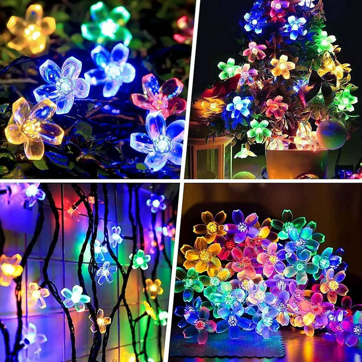 Solar Flower String Lights, Cherry Blossoms Solar Fairy Light,23ft 50 LED Outdoor Waterproof String Lights for Christmas Tree, Home, Garden, Wedding, Patio, Party Decorations(pink)
