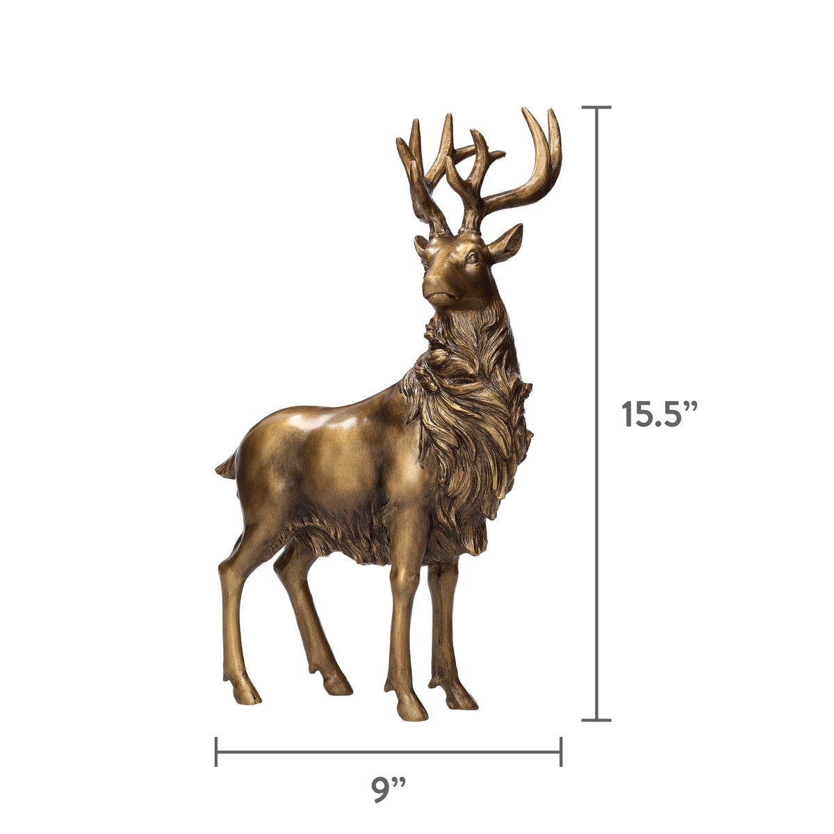 Standing Deer Christmas Decoration, Gold, 15.5", by Holiday Time