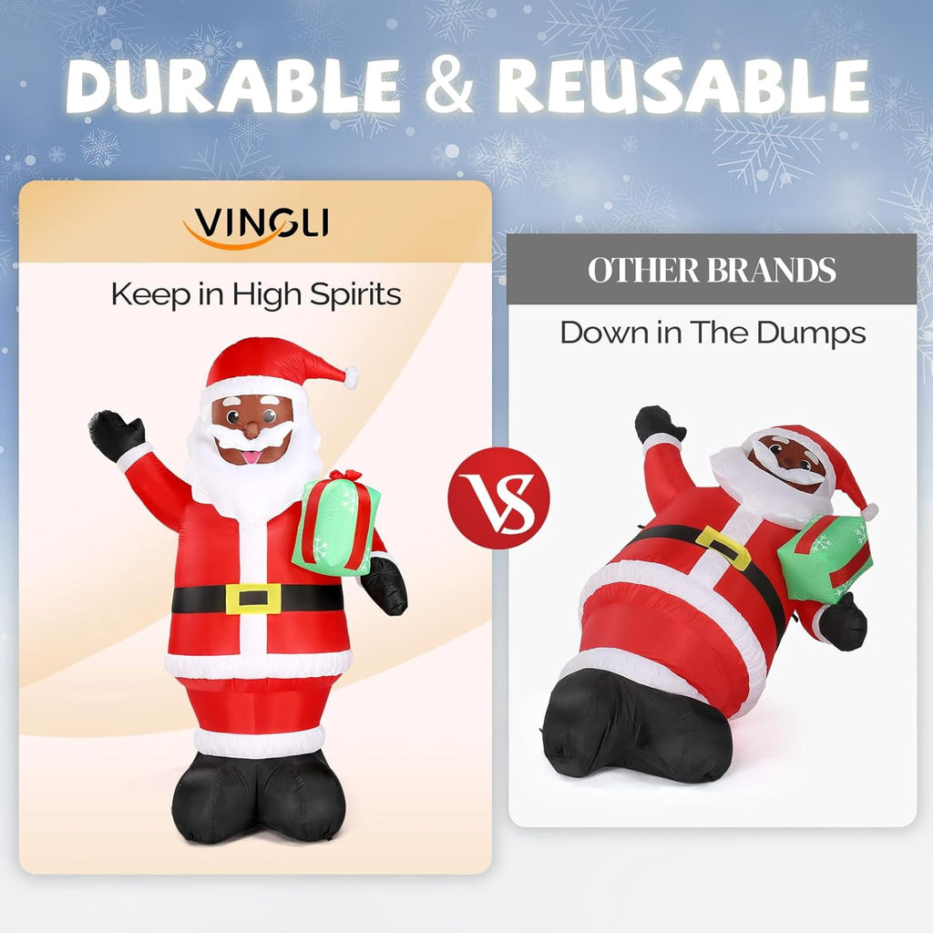 Joymor 8ft Lighted Inflatable Santa Claus Christmas Yard Decoration for Indoor/Outdoor, Black