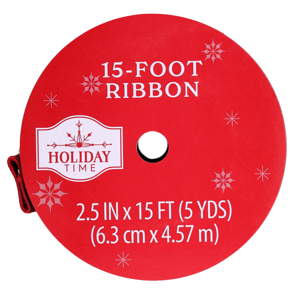 Multicolor Pinecone and Leaf Christmas Ribbon, 2.5" x 15', by Holiday Time