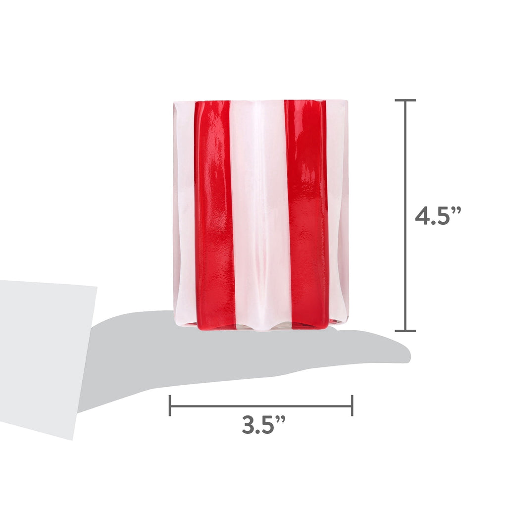 Red and White Glass Christmas Tealight Candle Holder, 4.5", by Holiday Time