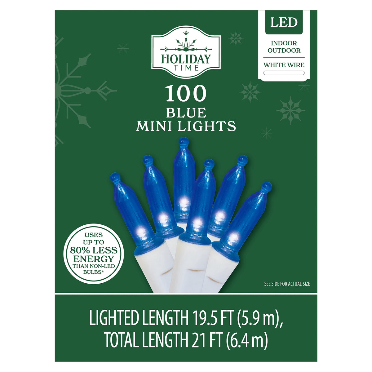 Indoor/Outdoor 100-Count LED Mini Christmas String Lights, Warm White, White Wire, 19.5', by Holiday Time