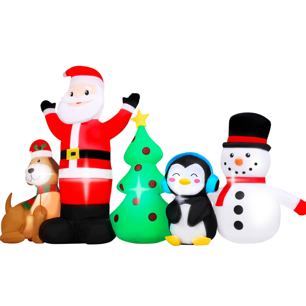 Firstness 8ft Christmas Inflatable,Christmas Blow ups Santa Snowman Xmas Tree Penguin Dog with LED Lights, Yard Garden Party Outdoor Decoration