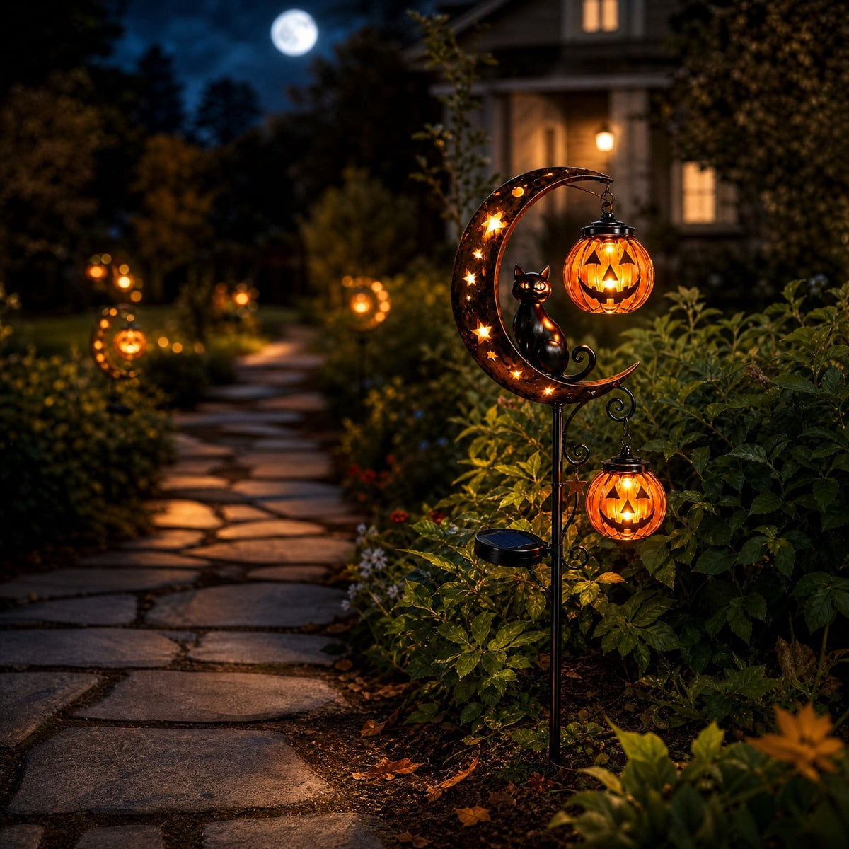 Stijggn Halloween Pumpkin Stake Solar Garden Lights, Waterproof Multi Branch Little Pumpkin Lantern Garden Stake Lights Outdoor Walkway Yard Garden Decoration