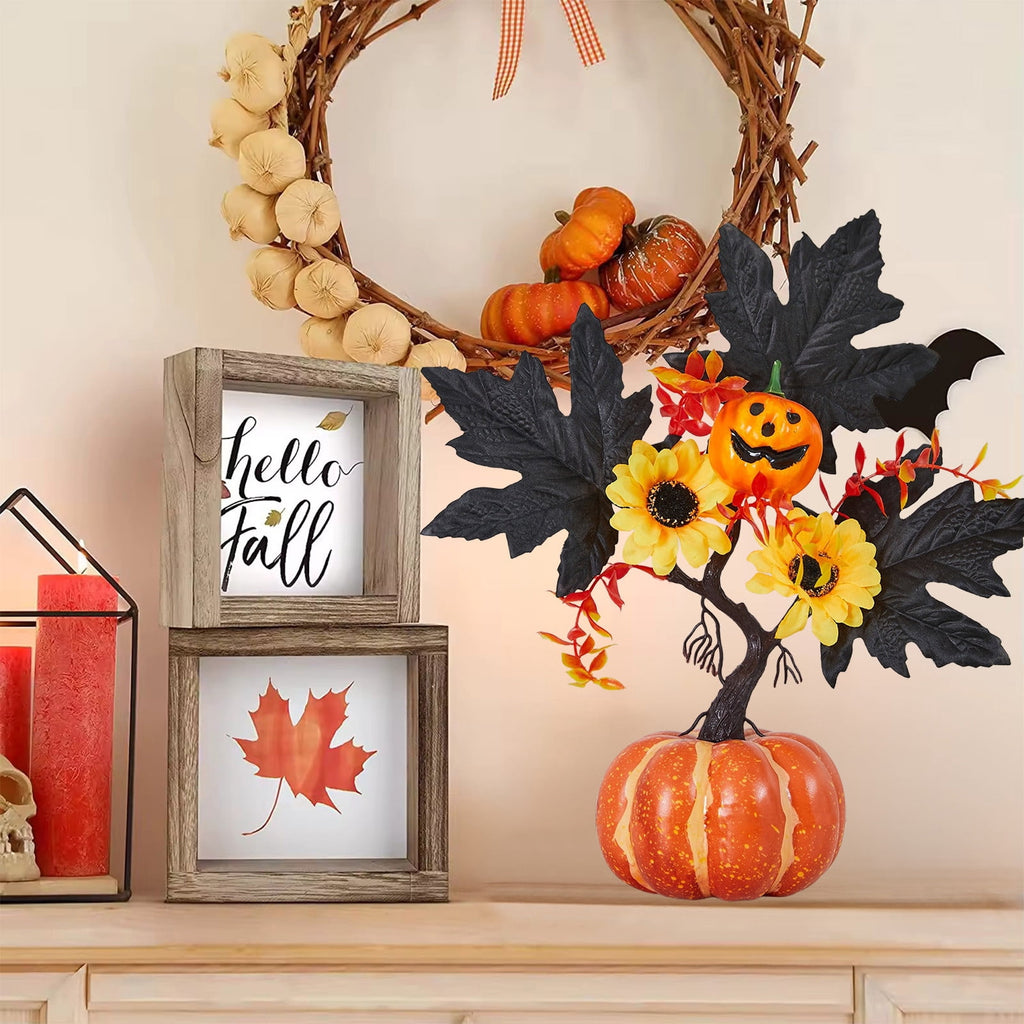 YSGFHGJW Halloween Thanksgiving Artificial Pumpkin Tree Decoration, Light Up with LED Lights, Fall Decor for Dining Table Living Room Porch