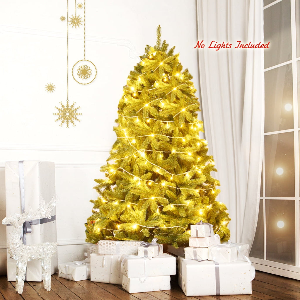 Gymax 6ft Artificial Christmas Fir Tree w/ 1250 Premium Hinged Branch Tips