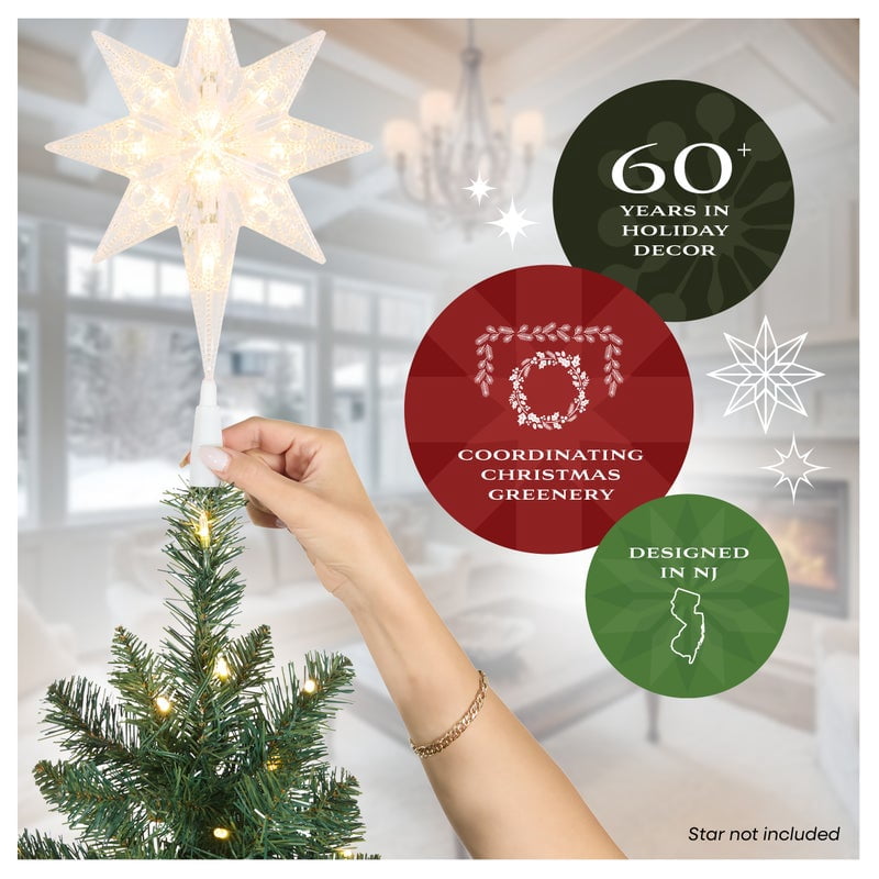 National Tree Company 9 ft. Pre-Lit Jersey Fraser Fir Full Artificial Christmas Tree, 1,500 Clear Lights, 4,804 Tips, Includes Stand, Green