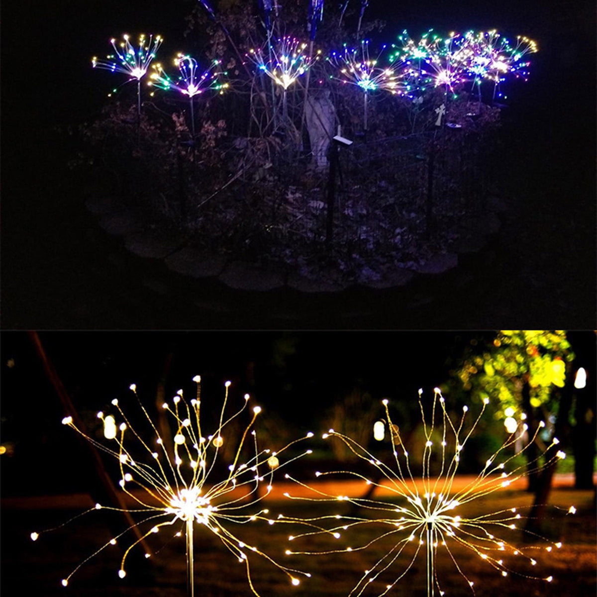 Solar Lights Outdoor Garden Decor Waterproof 1 Pack, Solar 90 LED Fireworks Fairy Lights Yard Decorative Outside, Sparklers Sticks Twinkle Lights Patio Flower Bed Planter Pathway Lawn Decorations