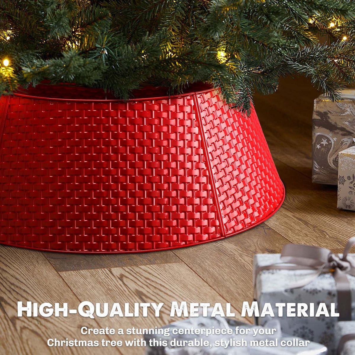 Ayieyill 28 inch Christmas Tree Collar, Christmas Tree Skirt for Christmas Tree Decorations | Metal