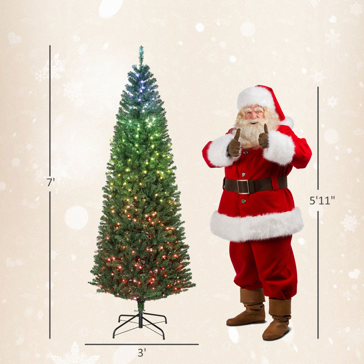 6ft Artificial Christmas Tree, 180 lED Christmas Tree with Metal Stand, Green Xmas Trees Seasonal Holiday Decoration Tree