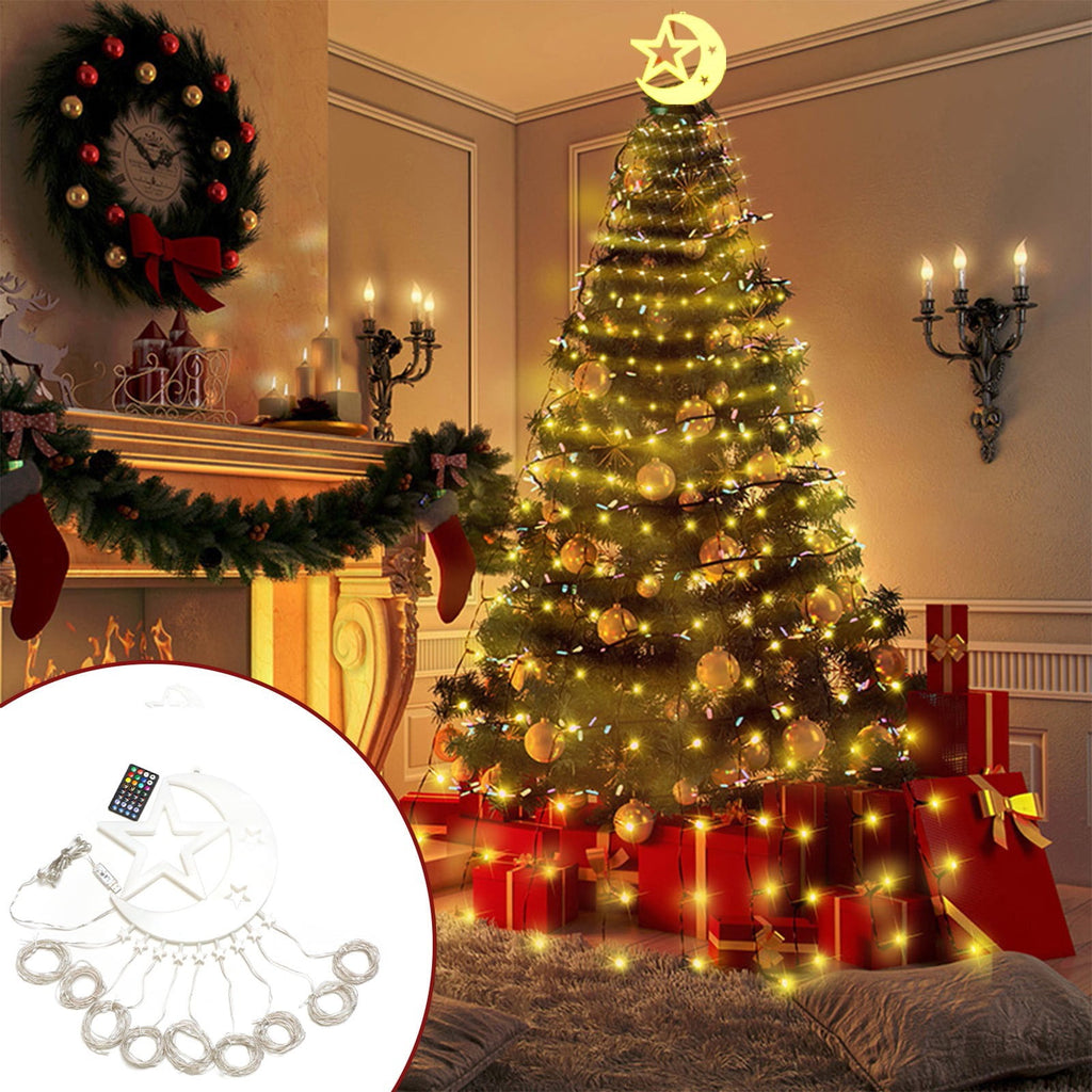 Gnmfd Solar Outdoor String Lights, Waterproof Decorative Christmas Tree Lights, Patio Porch Garden Yard Hanging Lights, Multicolor Solar Powered Holiday Party Decorations
