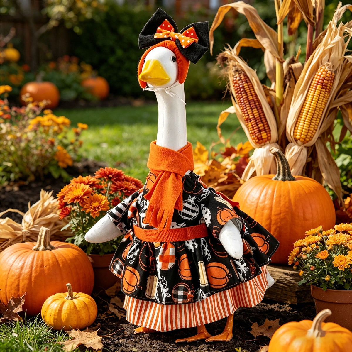 Lzobxe Porch Goose Clothes, Casual Style Lawn Yard Garden Decor for 23" High Cement or Plastic Geese, Goose Costume for All Season and Occasiona